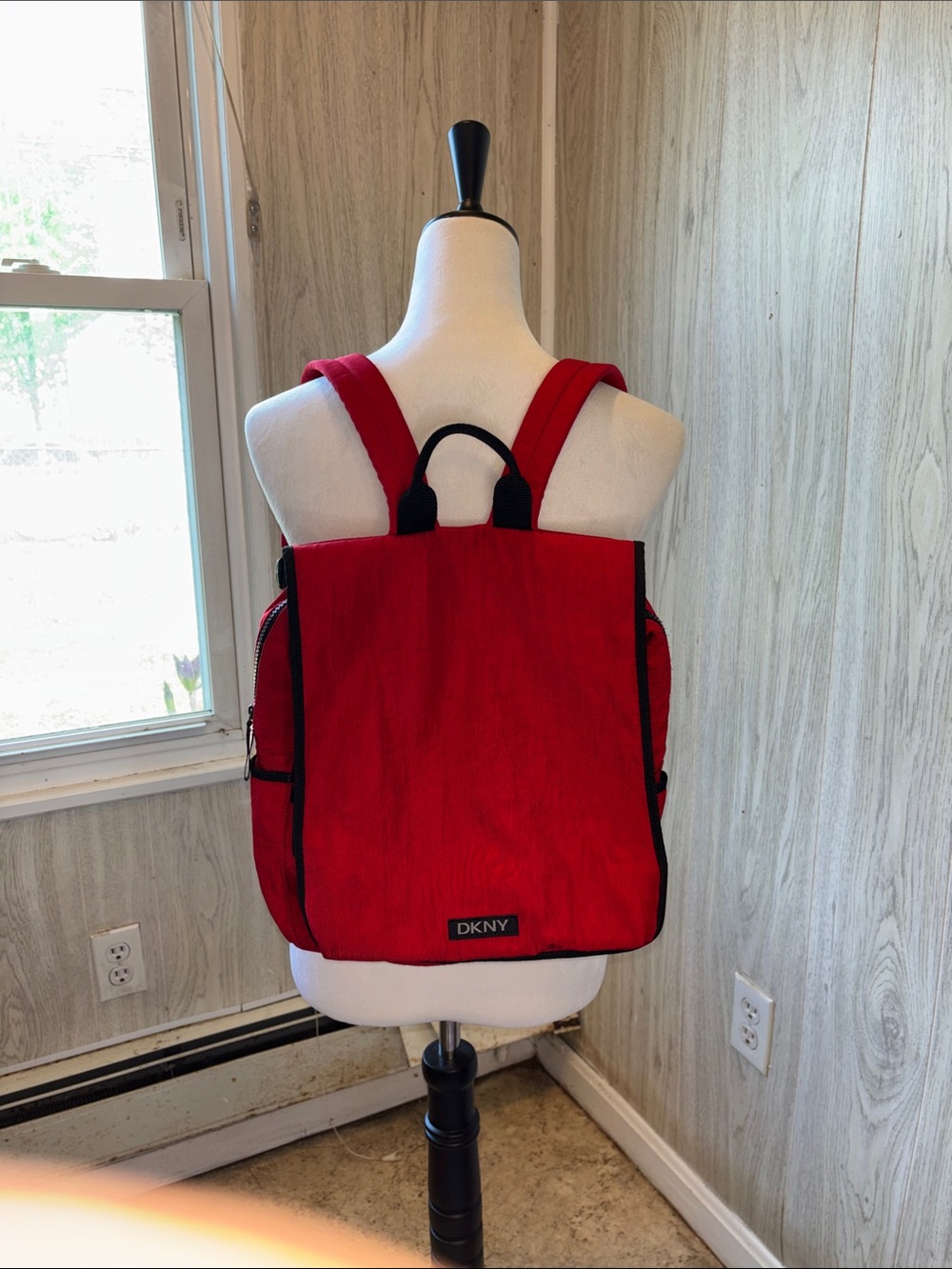 DKNY Red Backpack with Black Trim